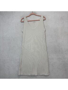 Cozy Earth Dress Womens Medium Beige Bamboo Tank Midi V Neck Knit Sundress